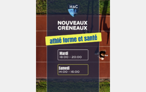 Ouverture de deux nouveaux créneaux Athlé Sport &amp; Santé !